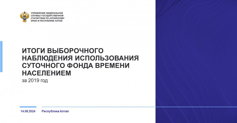 Итоги выборочного наблюдения использования суточного фонда времени населением в Республике Алтай. 2019 год